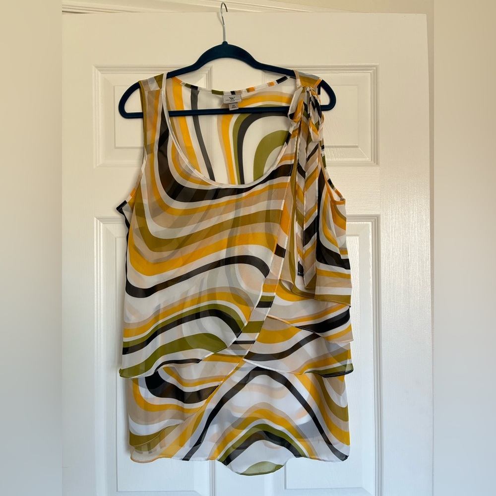 Worthington Yellow and Green Swirl Blouse